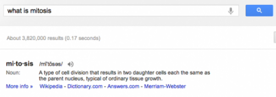 Google US result for "what is mitosis"